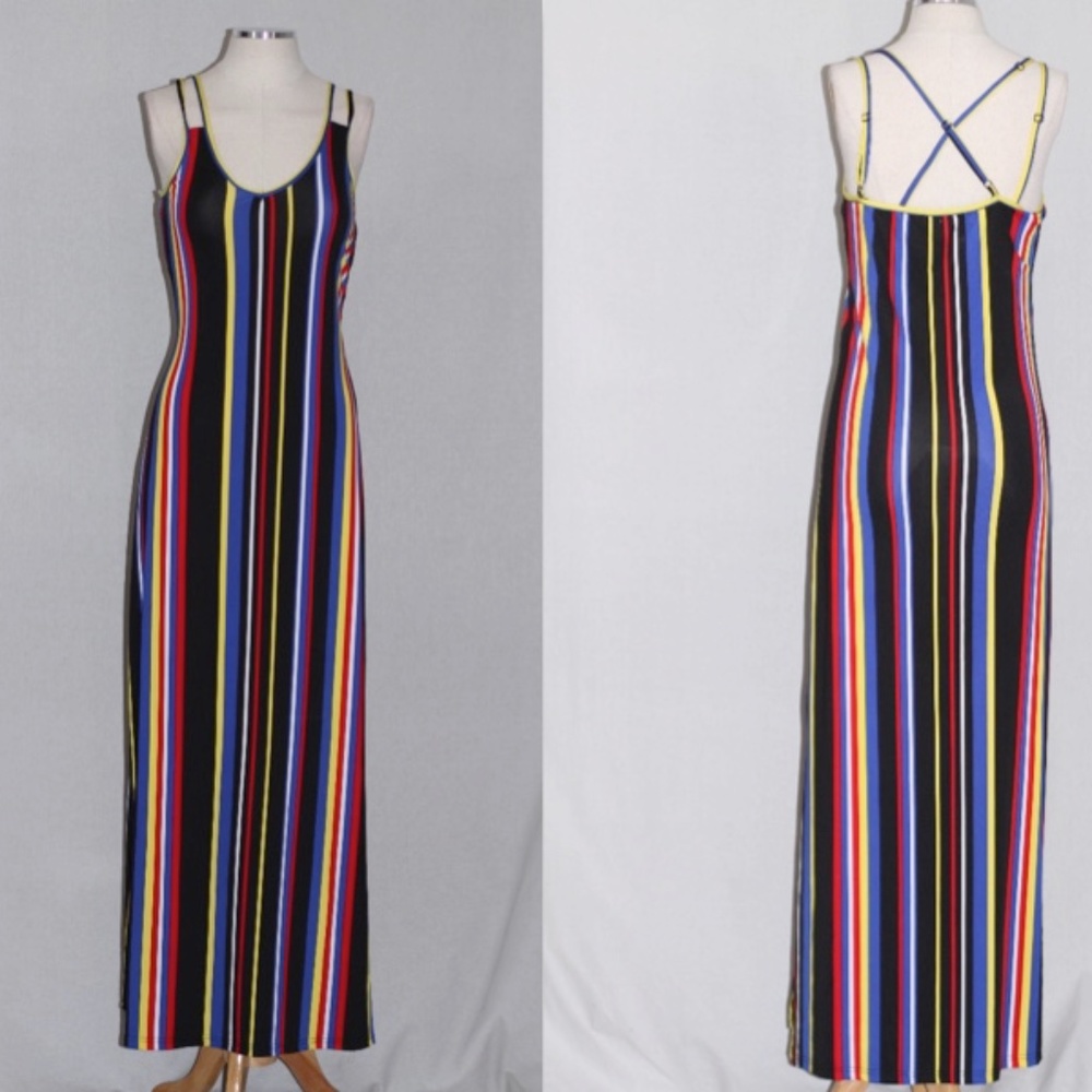 Multi Color Long Stripe Dress